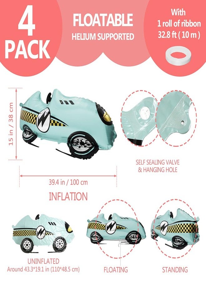 Deermon Blue Racing Balloons, Large 4 Pack Fast Speedy Roadster Themed Vehicles Sports Car for 1st Baby Shower Birthday Retro Racing Party Decorations Supplies - Image 5